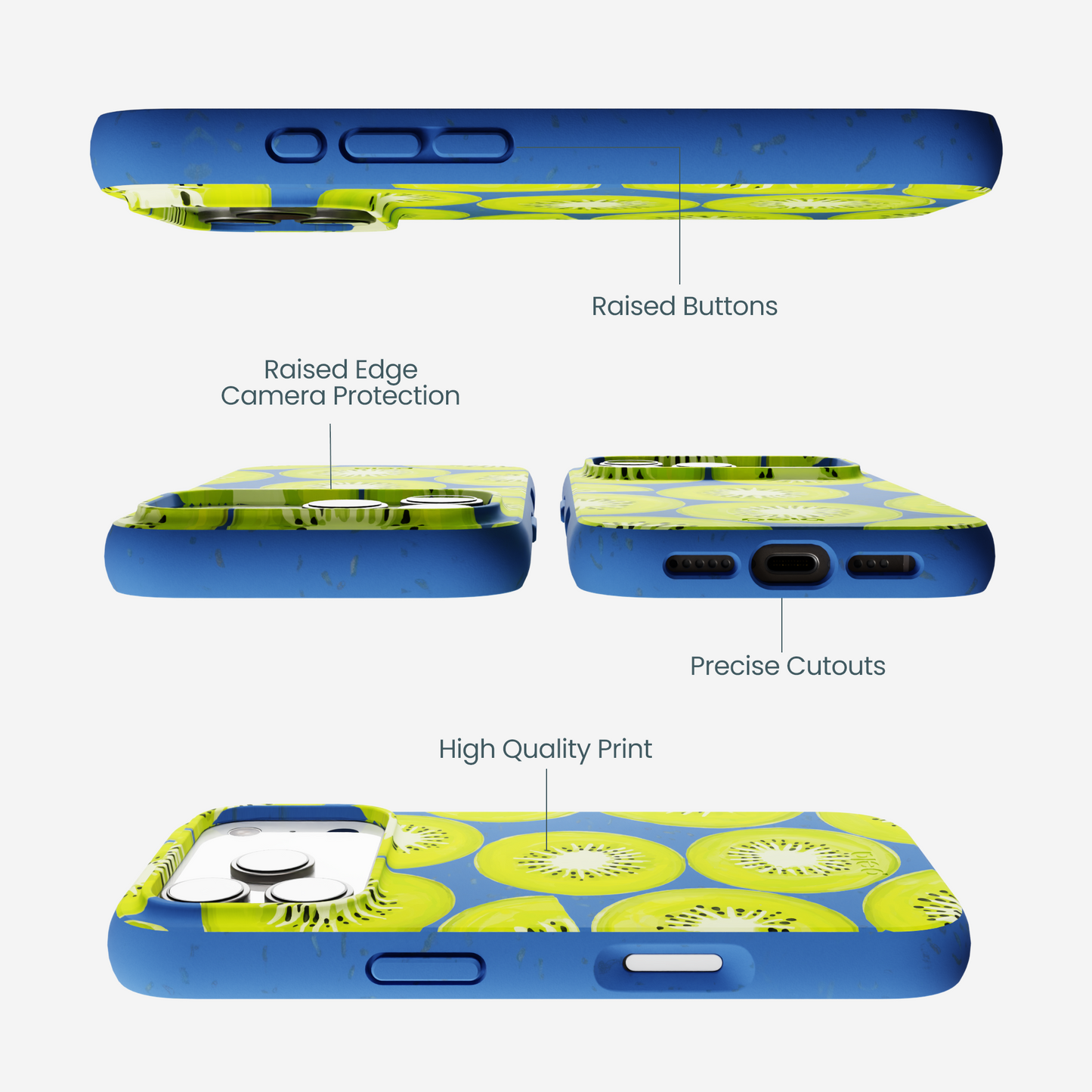 Electric Blue Kiwi Slices iPhone 17 Pro Case