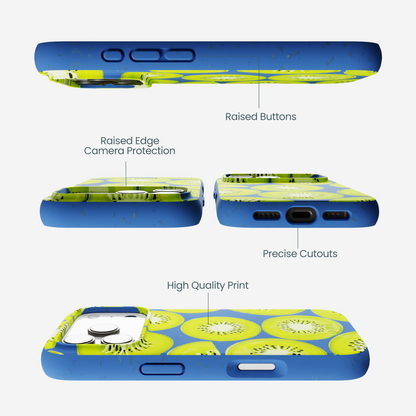 Electric Blue Kiwi Slices iPhone 17 Pro Case