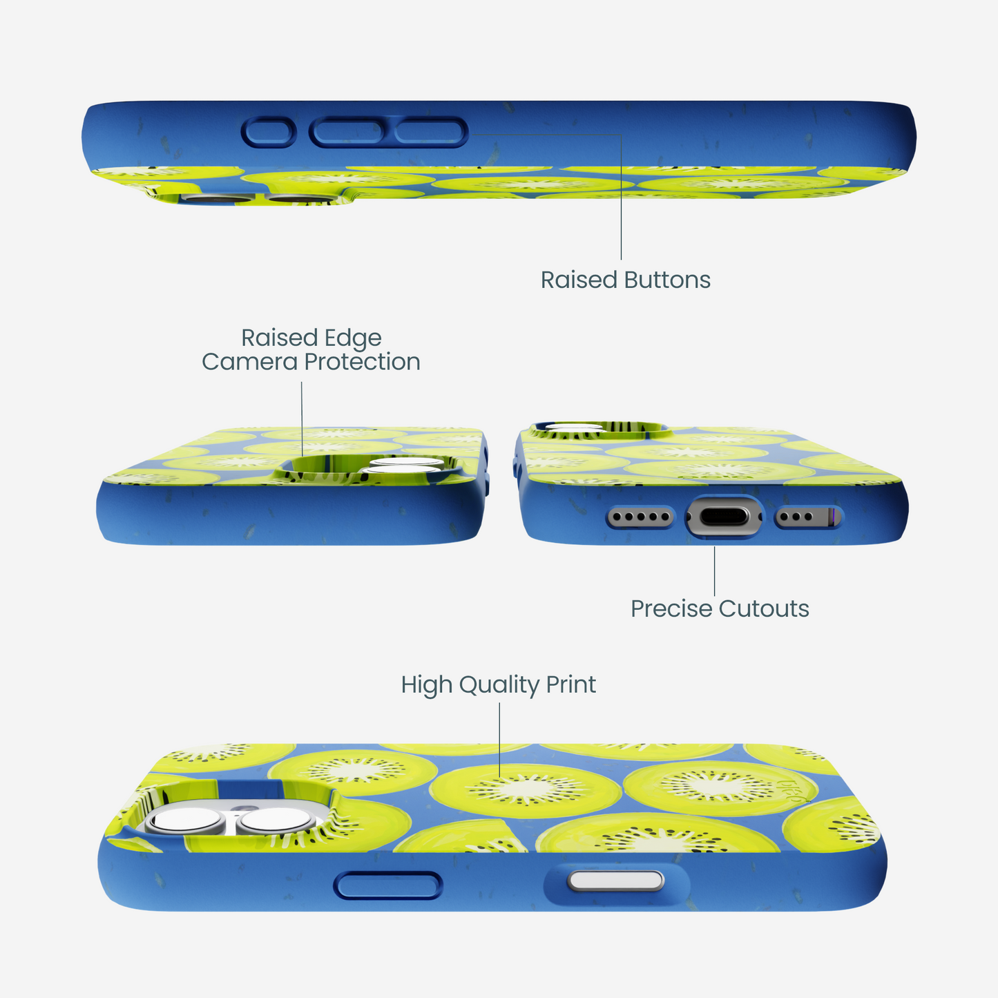 Electric Blue Kiwi Slices iPhone 17 Case