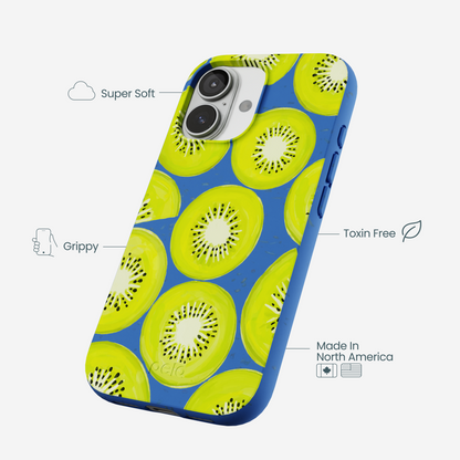 Electric Blue Kiwi Slices iPhone 17 Case