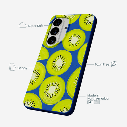 Electric Blue Kiwi Slices Samsung Galaxy S26 Case