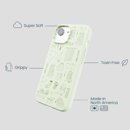 Sage Green Knit Nook iPhone 16e/17e Case