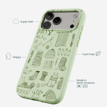 Sage Green Knit Nook iPhone 17 Pro Max Case