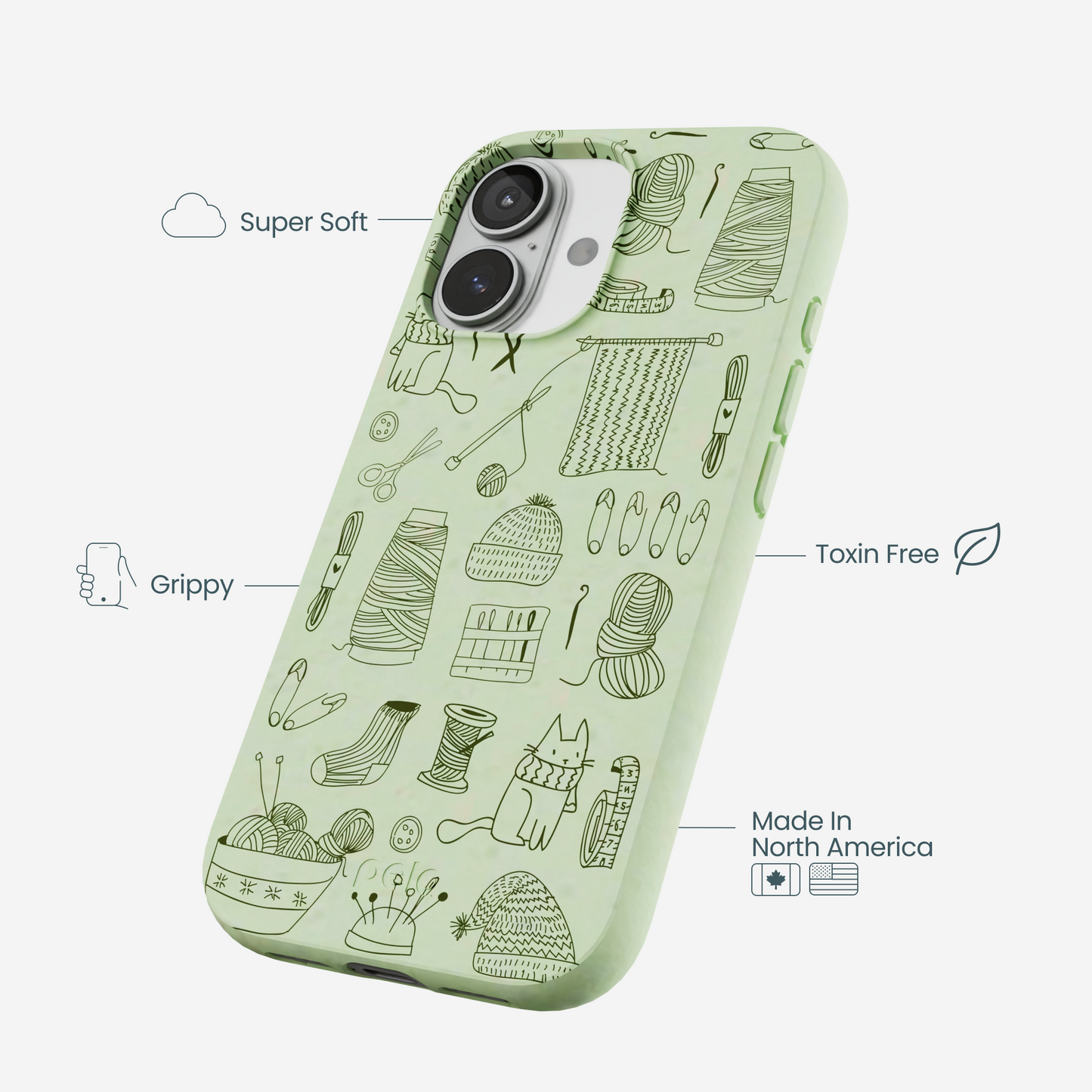 Sage Green Knit Nook iPhone 17 Case