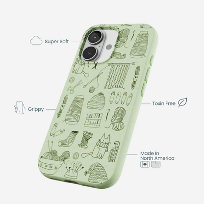 Sage Green Knit Nook iPhone 17 Case