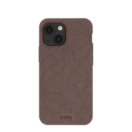 Chocolate Brown Lace Botanica iPhone 13 Mini Case