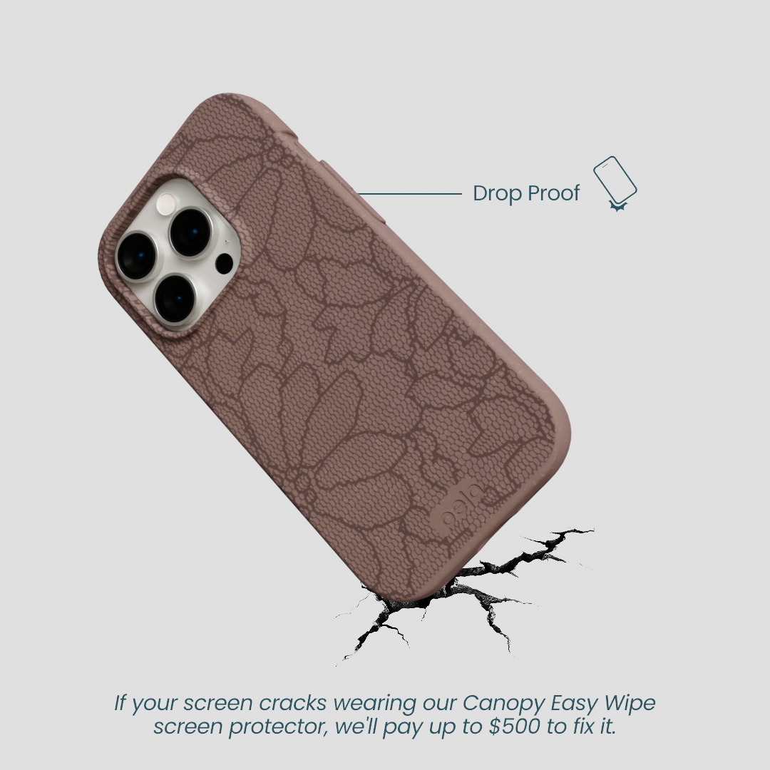 Chocolate Brown Lace Botanica iPhone 14 Pro Case