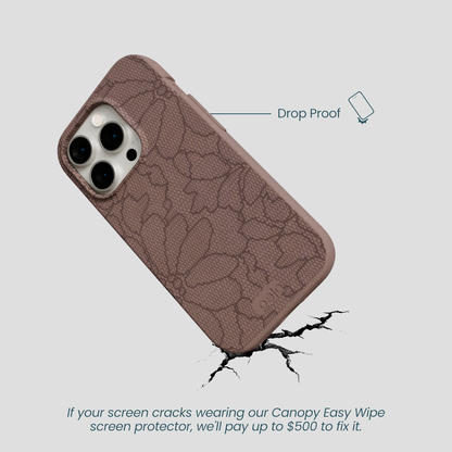 Chocolate Brown Lace Botanica iPhone 14 Pro Case