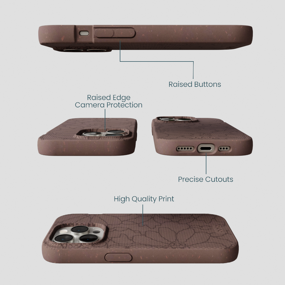 Chocolate Brown Lace Botanica iPhone 14 Pro Case