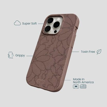 Chocolate Brown Lace Botanica iPhone 14 Pro Case