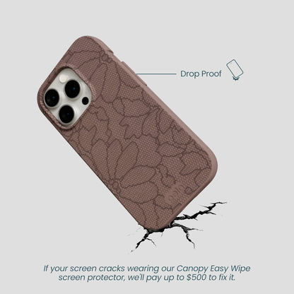 Chocolate Brown Lace Botanica iPhone 15 Pro Case
