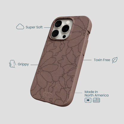 Chocolate Brown Lace Botanica iPhone 15 Pro Case