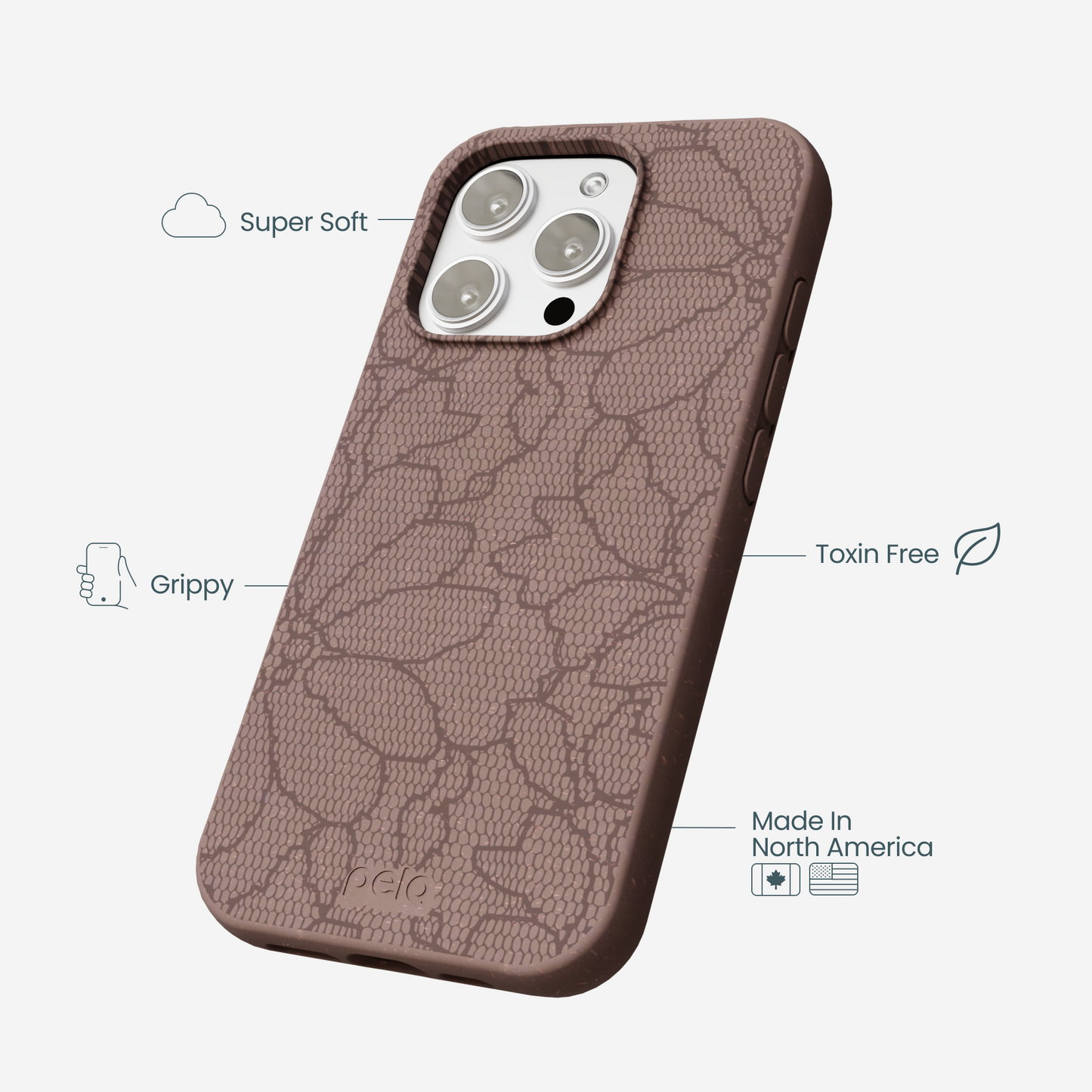 Chocolate Brown Lace Botanica iPhone 16 Pro Max Case