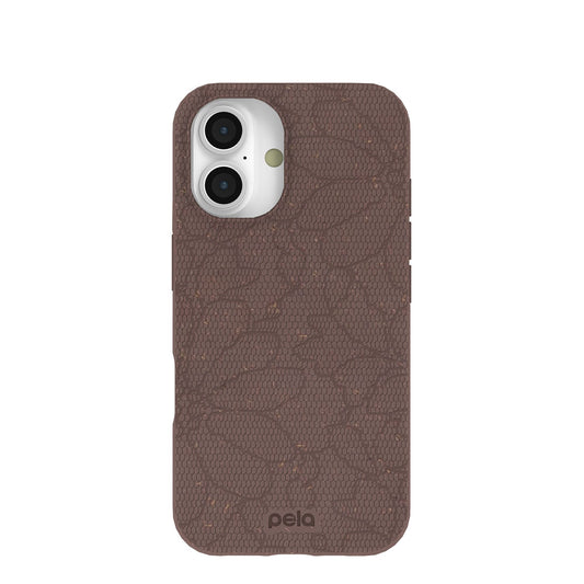 Chocolate Brown Lace Botanica iPhone 16 Case