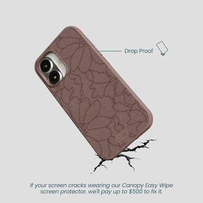 Chocolate Brown Lace Botanica iPhone 16 Case