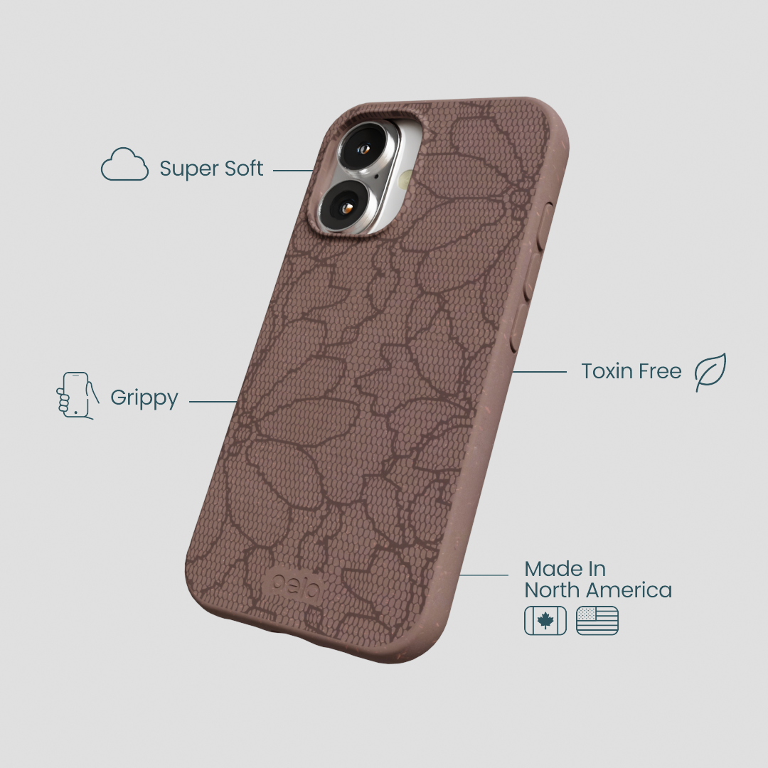 Chocolate Brown Lace Botanica iPhone 16 Case