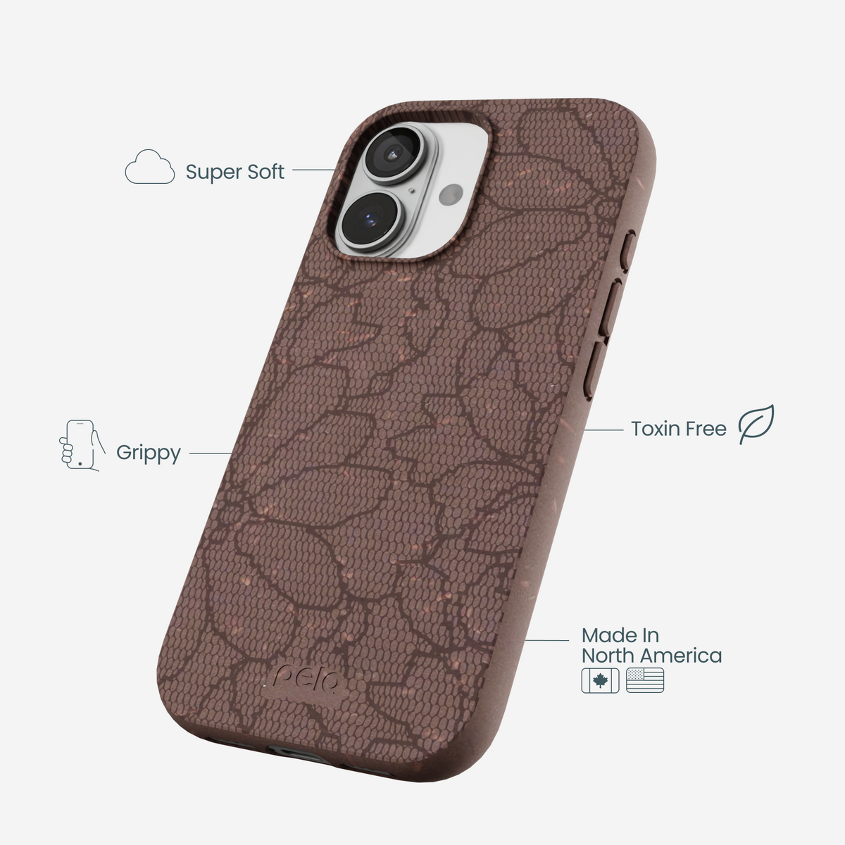 Chocolate Brown Lace Botanica iPhone 17 Case