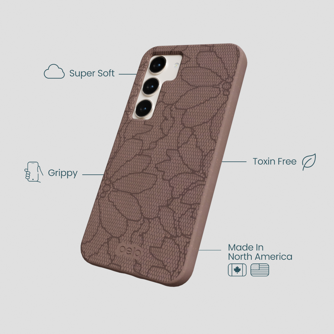Chocolate Brown Lace Botanica Samsung Galaxy S24 Case
