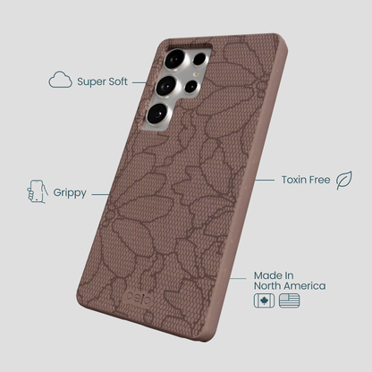 Chocolate Brown Lace Botanica Samsung Galaxy S25 Ultra Case