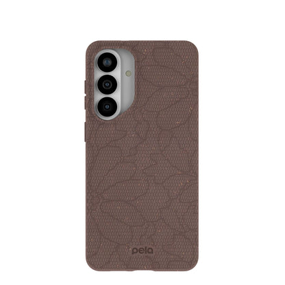 Chocolate Brown Lace Botanica Samsung Galaxy S26+(Plus) Case