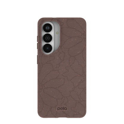 Chocolate Brown Lace Botanica Samsung Galaxy S26 Case