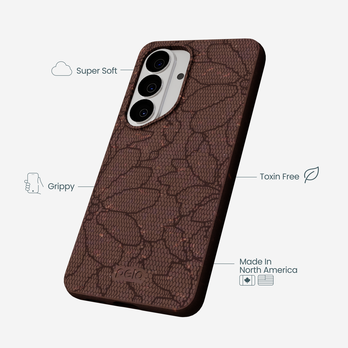 Chocolate Brown Lace Botanica Samsung Galaxy S26 Case