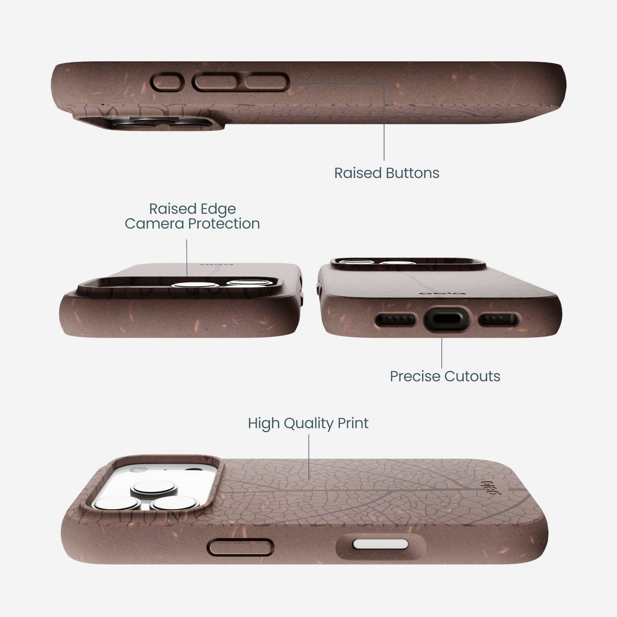 Chocolate Brown Leaf Veins iPhone 17 Pro Case