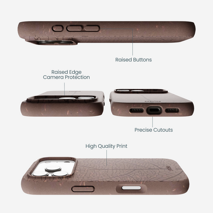 Chocolate Brown Leaf Veins iPhone 17 Pro Case