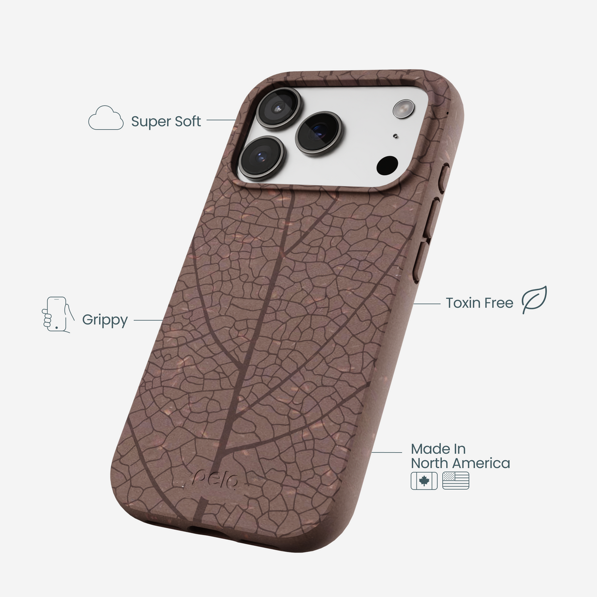 Chocolate Brown Leaf Veins iPhone 17 Pro Case