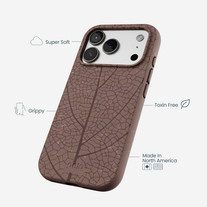 Chocolate Brown Leaf Veins iPhone 17 Pro Case