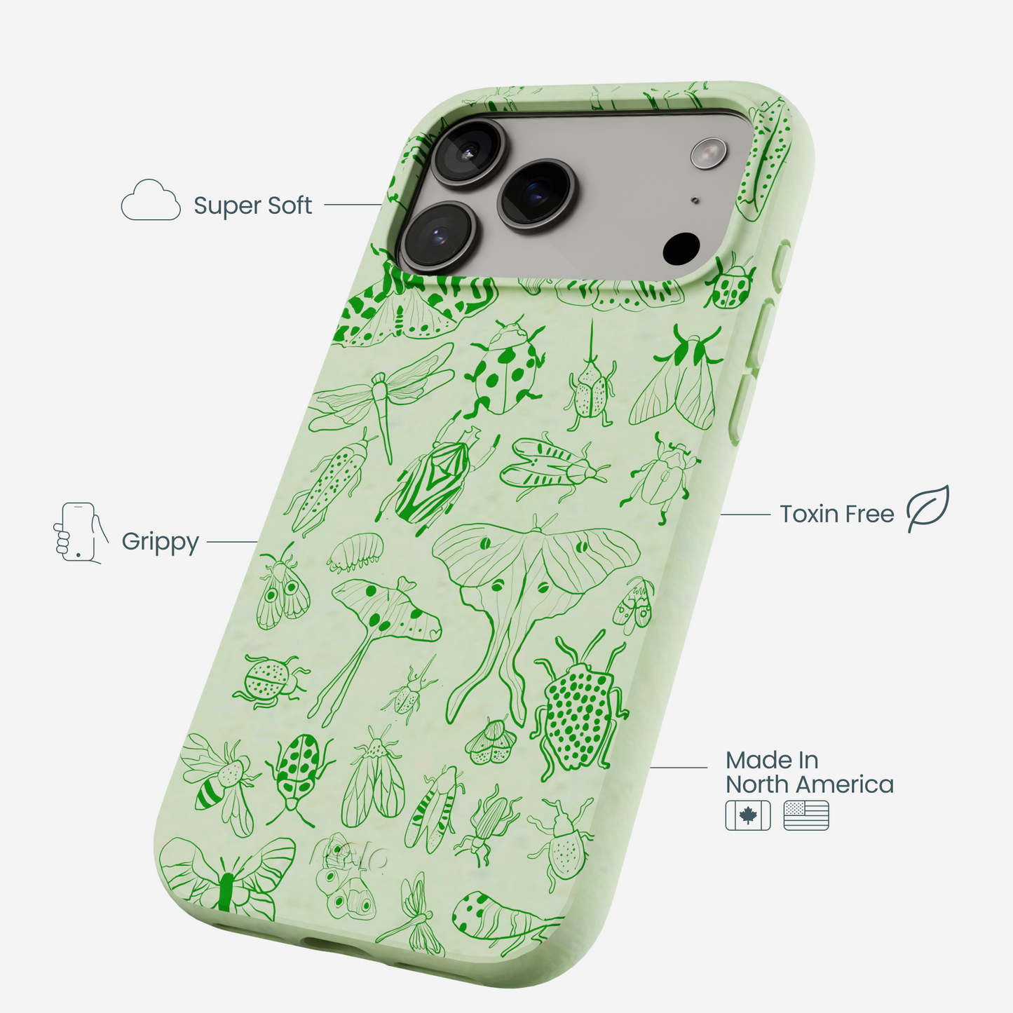 Sage Green Linear Entomology iPhone 17 Pro Max Case