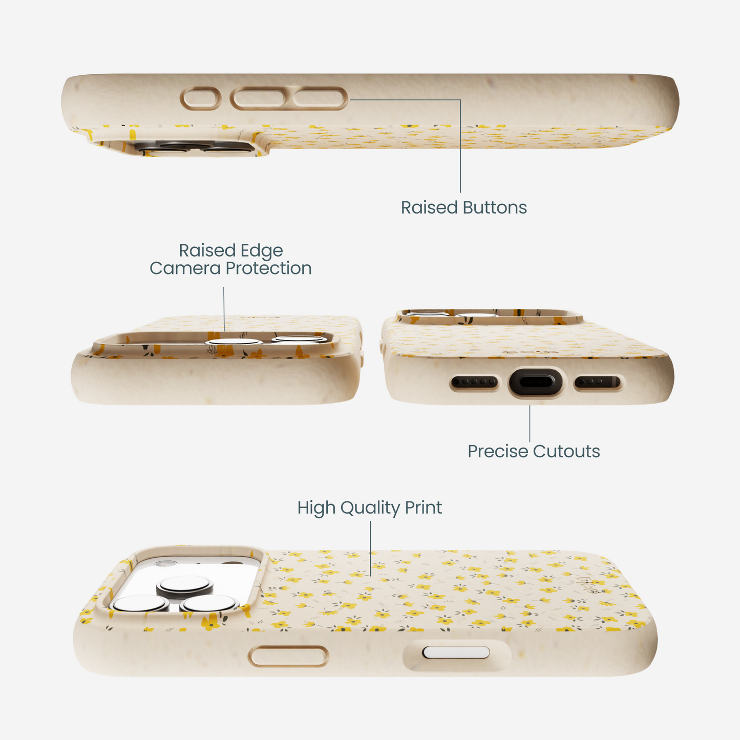 Seashell Little Yellow Flowers iPhone 17 Pro Case