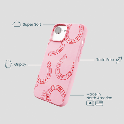 Bubblegum Pink Lucky Horseshoe iPhone 16e/17e Case