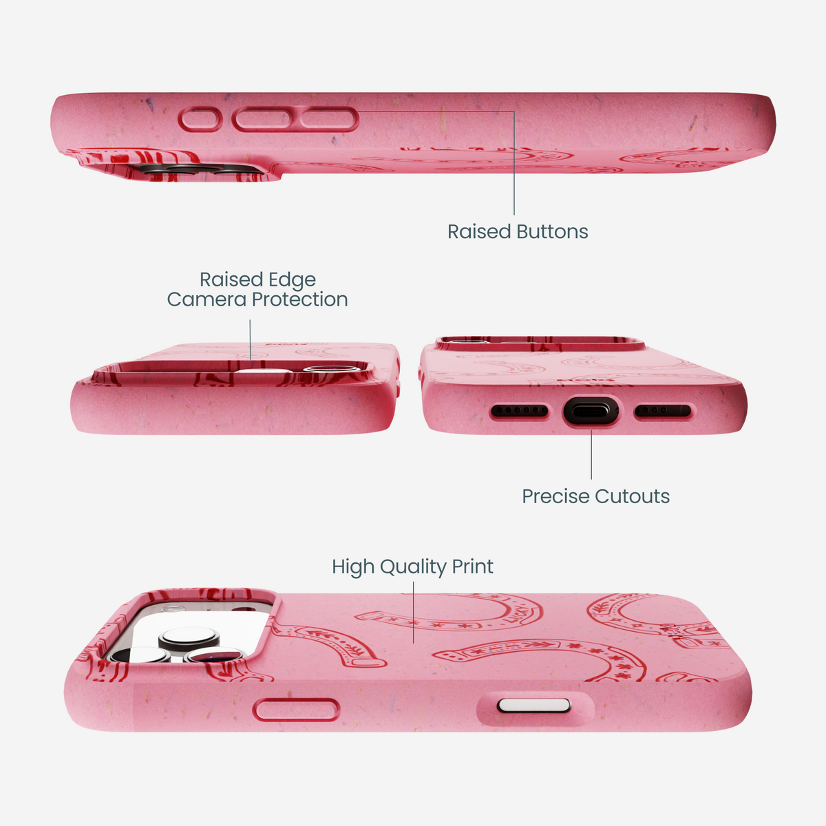 Bubblegum Pink Lucky Horseshoe iPhone 17 Pro Max Case