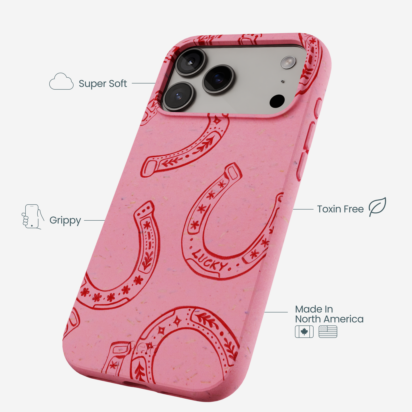 Bubblegum Pink Lucky Horseshoe iPhone 17 Pro Max Case