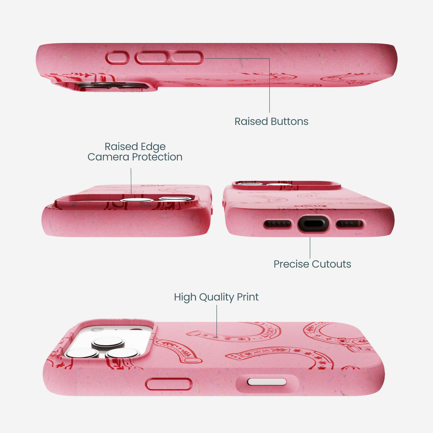 Bubblegum Pink Lucky Horseshoe iPhone 17 Pro Case