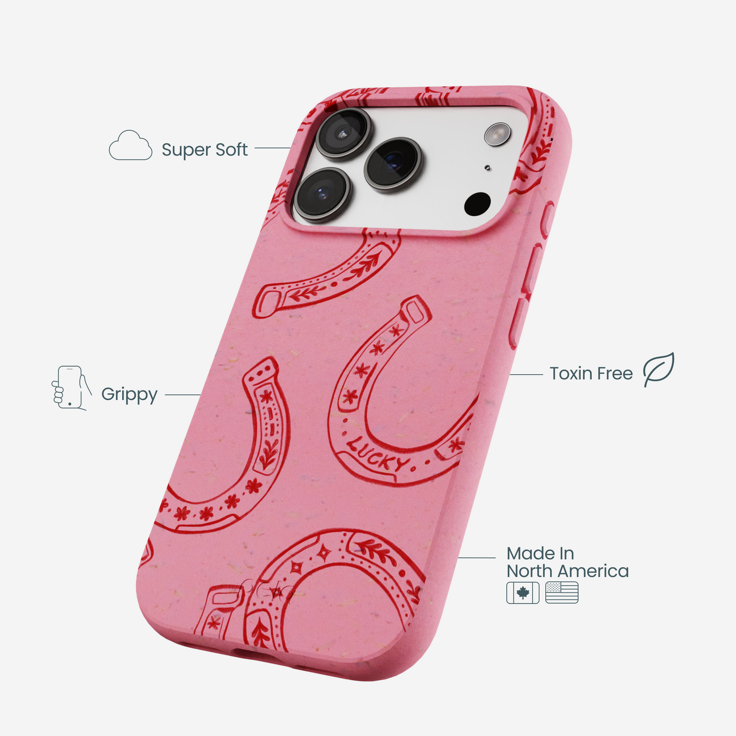 Bubblegum Pink Lucky Horseshoe iPhone 17 Pro Case