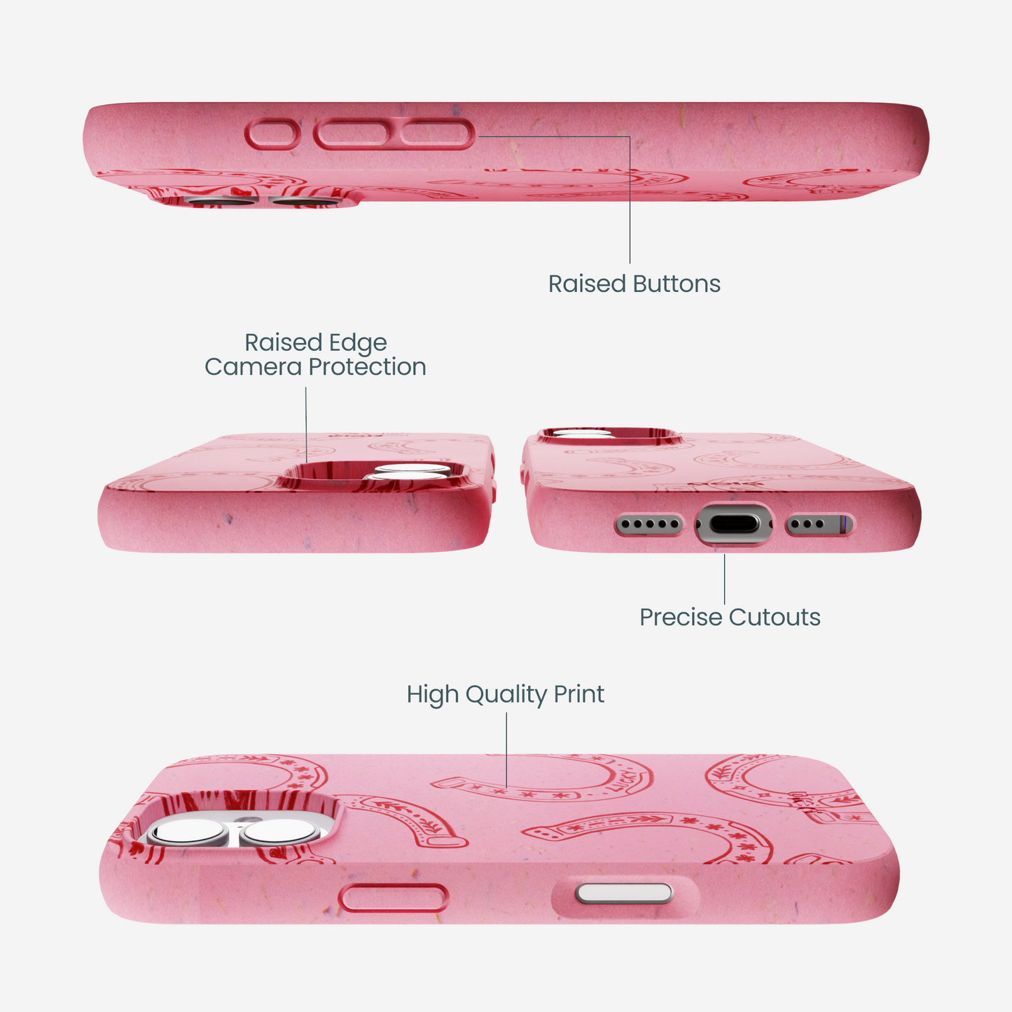 Bubblegum Pink Lucky Horseshoe iPhone 17 Case