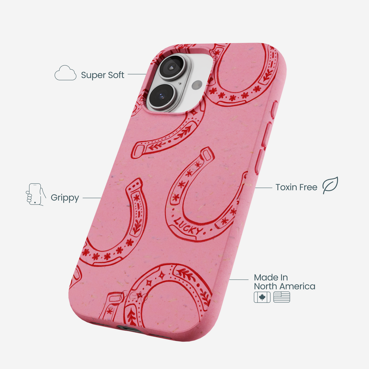 Bubblegum Pink Lucky Horseshoe iPhone 17 Case
