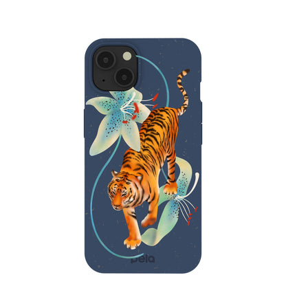 Navy Blue Lucky Tiger iPhone 13 Case