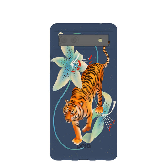 Navy Blue Lucky Tiger Google Pixel 6a Case