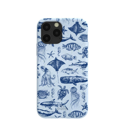 Powder Blue Marine Life iPhone 11 Pro Case