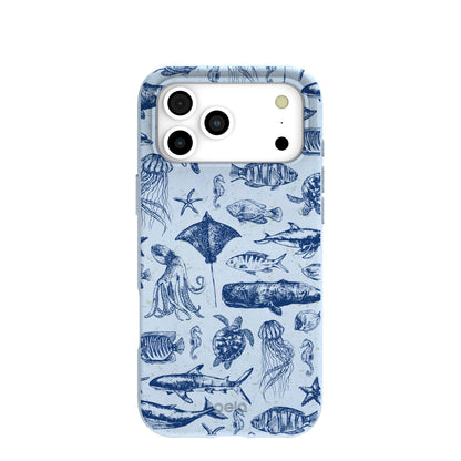 Powder Blue Marine Life iPhone 17 Pro Max Case
