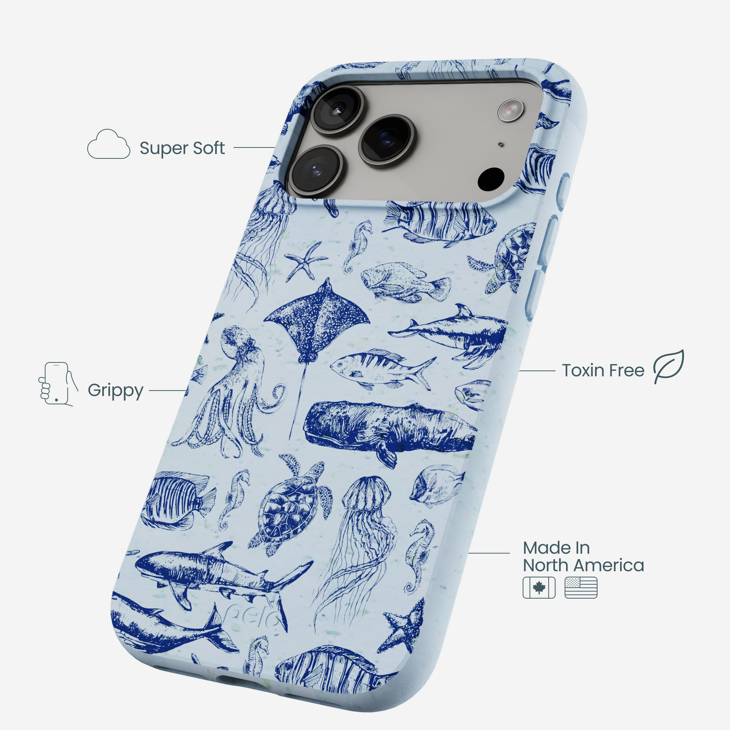 Powder Blue Marine Life iPhone 17 Pro Max Case