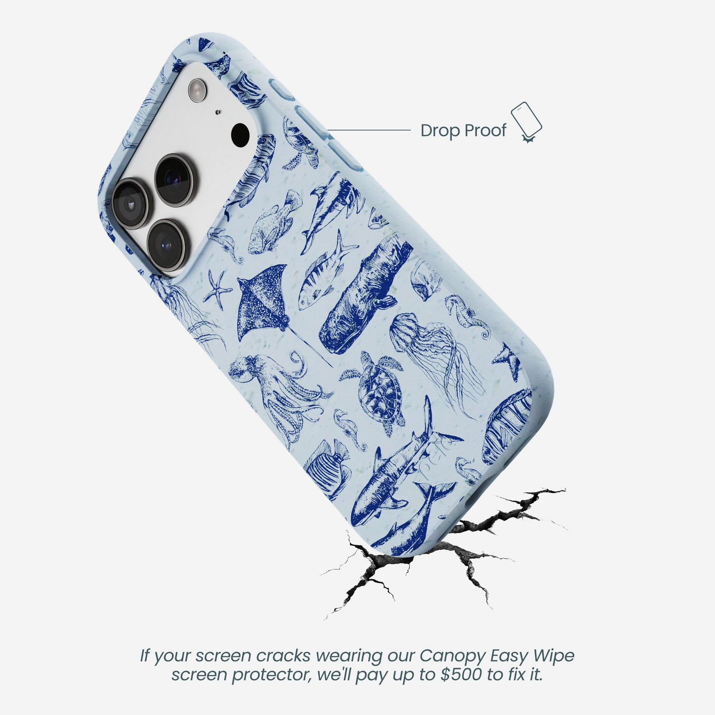 Powder Blue Marine Life iPhone 17 Pro Case