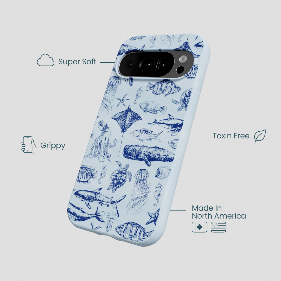 Powder Blue Marine Life Google Pixel 10/10 Pro Case