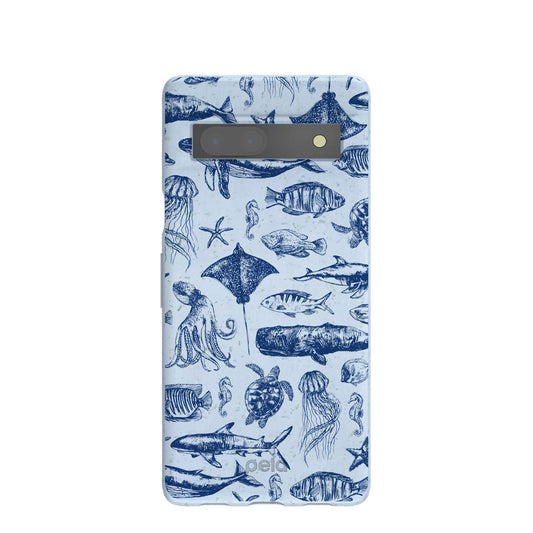 Powder Blue Marine Life Google Pixel 7a Case