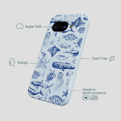 Powder Blue Marine Life Google Pixel 9a Case