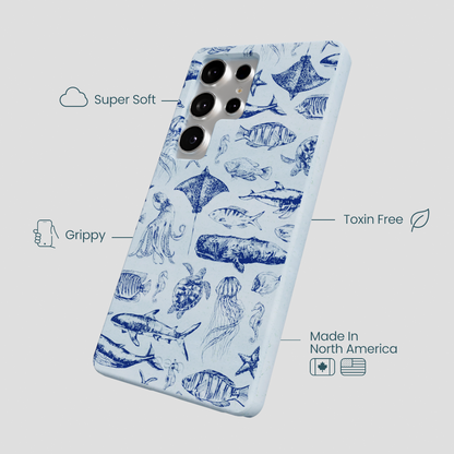 Powder Blue Marine Life Samsung Galaxy S25 Ultra Case