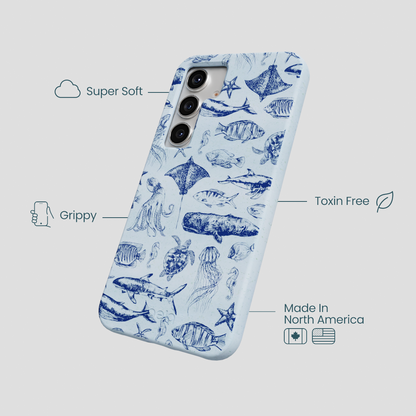 Powder Blue Marine Life Samsung Galaxy S25 Case